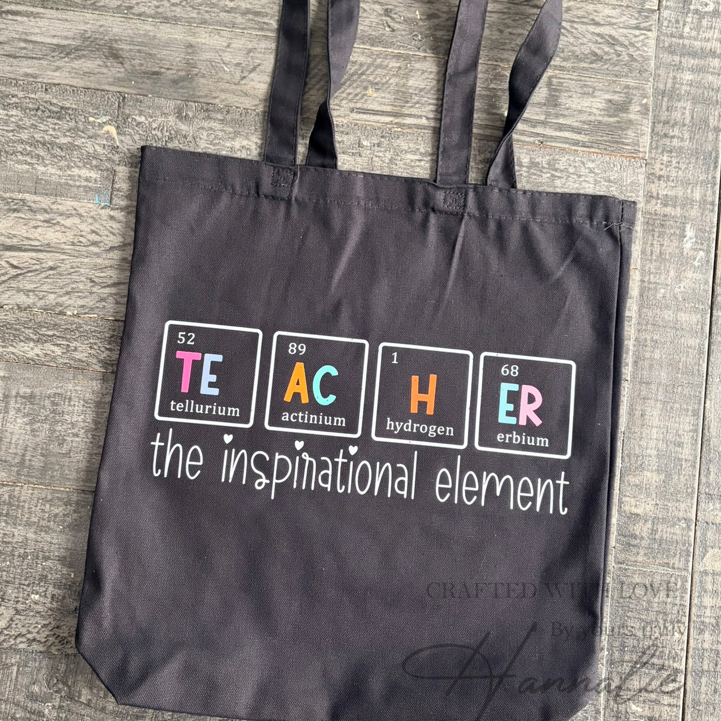 Teacher Appreciation Tote Bag | Custom Gift for Teachers | Teacher Tote Bag – “Teacher: The Inspirational Element” Tote Bag