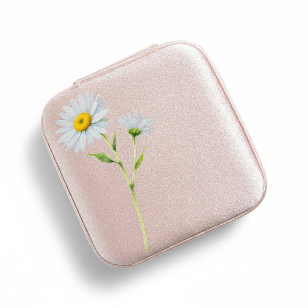 Faux VelvetTravel Jewelry Box | Floral Travel Case | Compact Jewelry Organizer