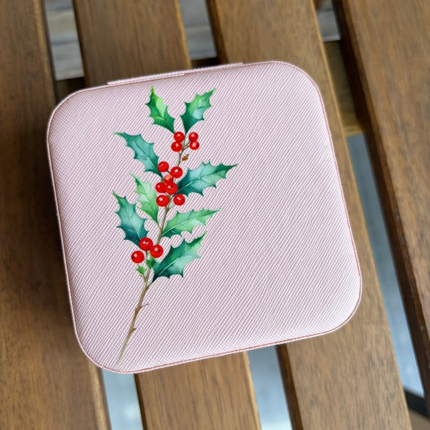 Faux Leather Travel Jewelry Box | Floral Travel Case | Compact Jewelry Organizer