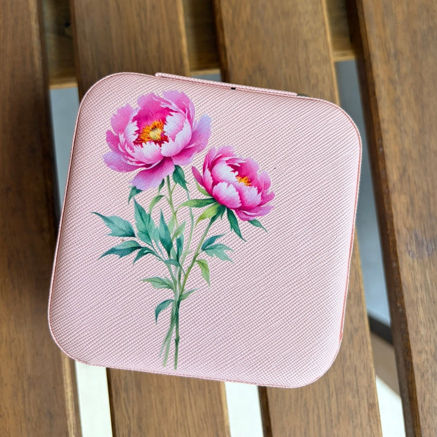 Faux Leather Travel Jewelry Box | Floral Travel Case | Compact Jewelry Organizer
