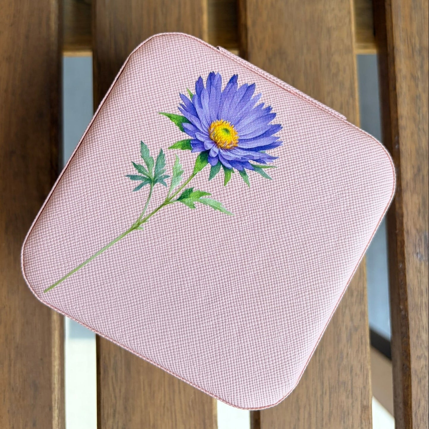 Faux Leather Travel Jewelry Box | Floral Travel Case | Compact Jewelry Organizer