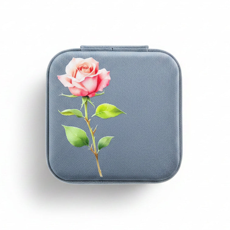 Faux VelvetTravel Jewelry Box | Floral Travel Case | Compact Jewelry Organizer