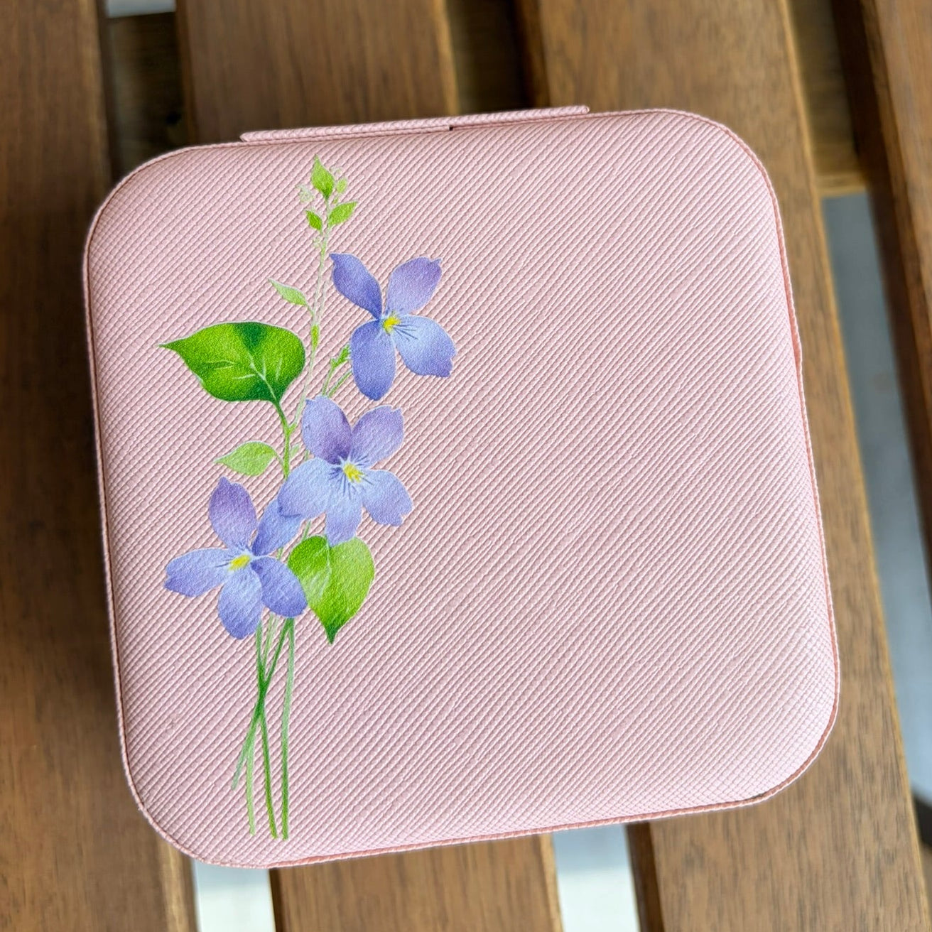 Faux Leather Travel Jewelry Box | Floral Travel Case | Compact Jewelry Organizer